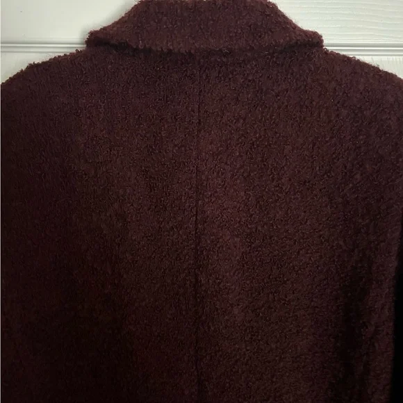 Talbots Vintage Burgundy Wine Boucle’ Long Elegant Wool Blend Overcoat Size 14 - Picture 9 of 10